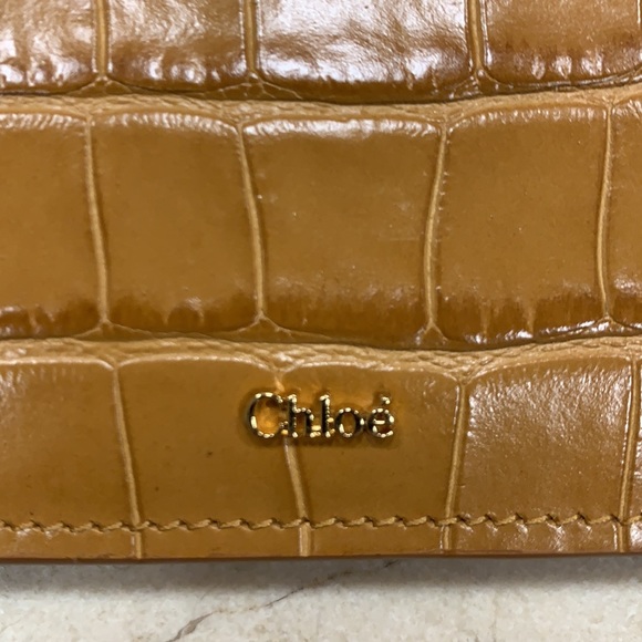 CHLOE IPAD POUCH IN CROC 🐊 EMBOSSED AND SMOOTH LEATHER AUTUMNAL BROWN - Picture 6 of 13